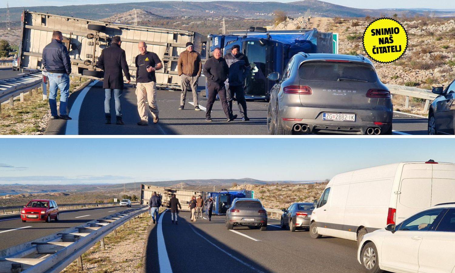 Zatvorili promet na A1: Kamion se prevrnuo kod Maslenice. Kod Rijeke kolona zbog nesreće