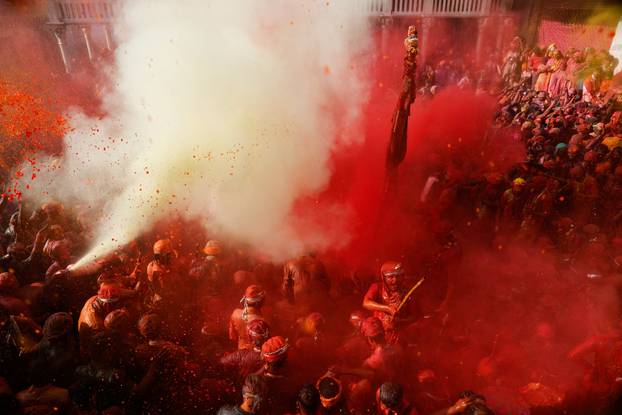 "Lathmar Holi" celebrations in the town of Nandgaon