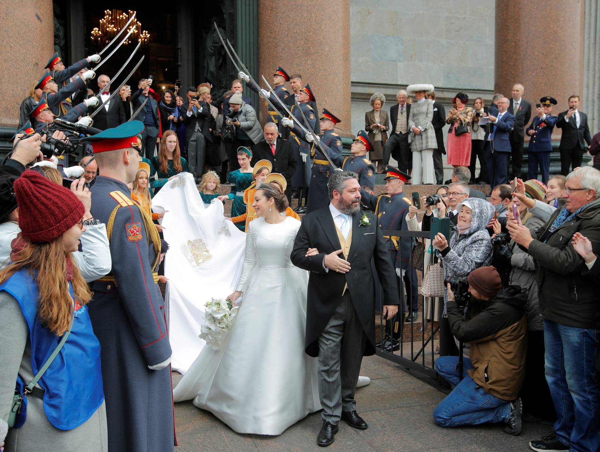 The wedding ceremony of Grand Duke George Mikhailovich Romanov and Victoria Romanovna Bettarini in Saint Petersburg