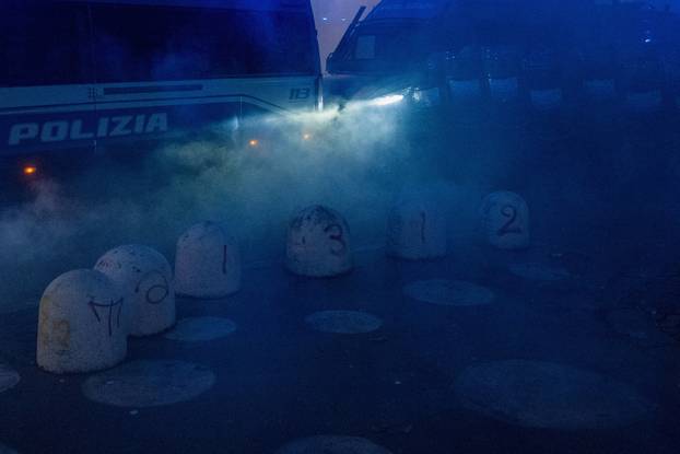 Protest in support of Askatasuna social centre in Turin, Italy