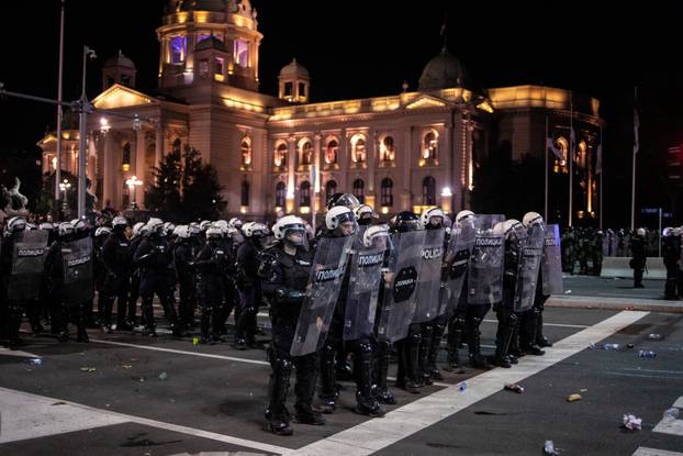 Protest near the Serbian parliament in Belgrade
