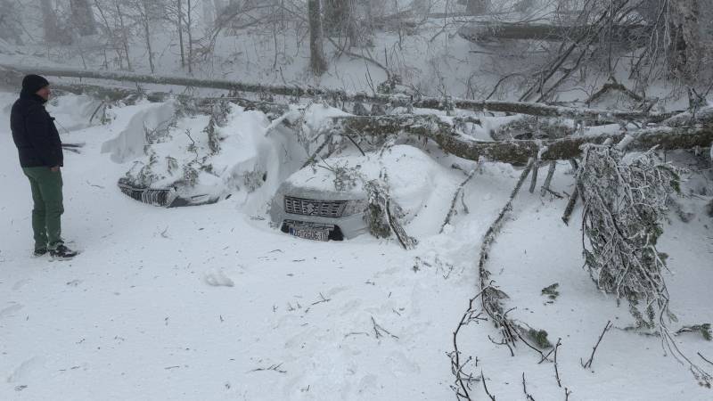 Srednjoškolci zbog snijega zapeli u Tomislavovu domu: 'Stablo je palo na sedam auta'