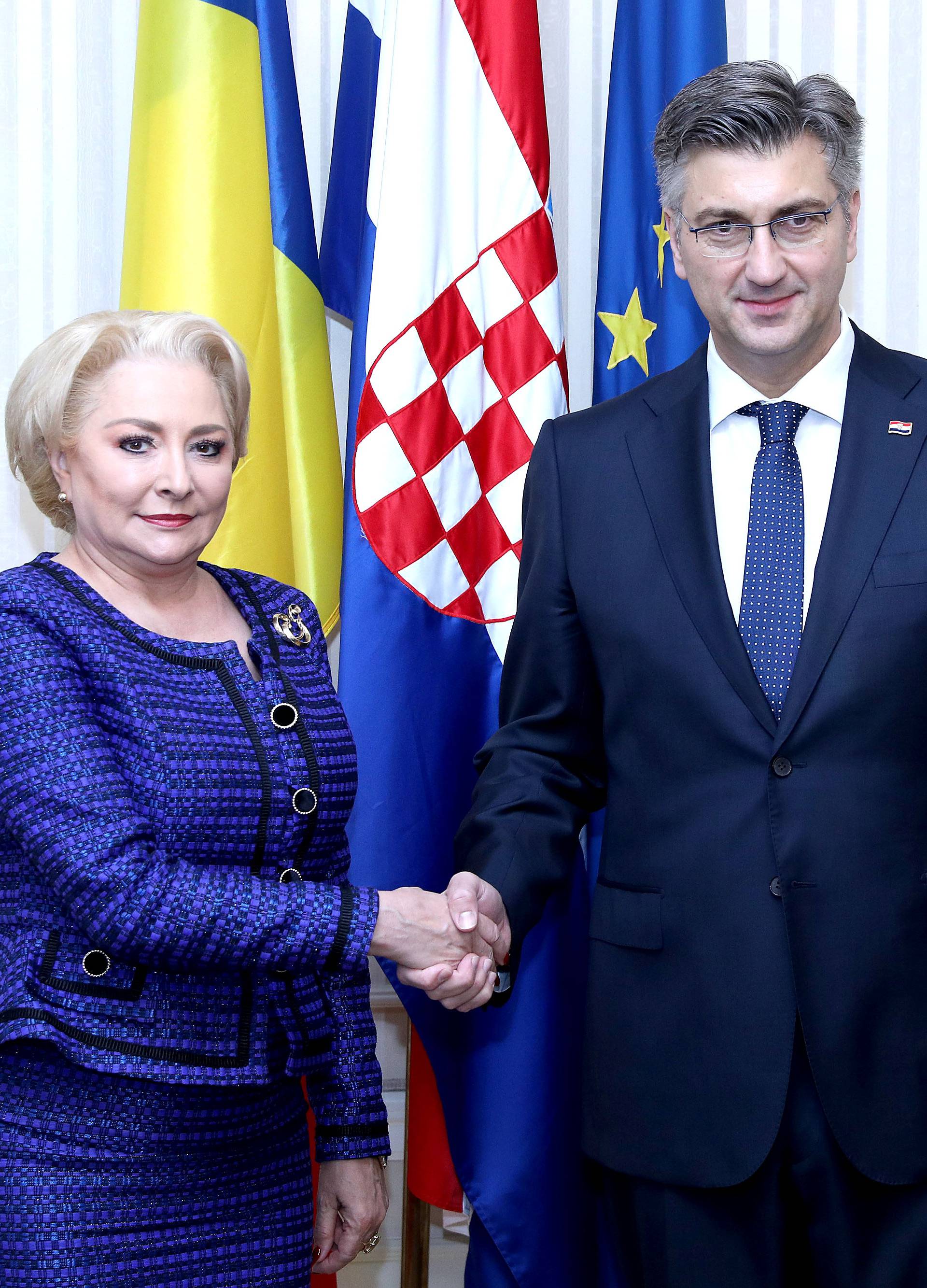 Zagreb: PlenkoviÄ i rumunjska premijera Vasilica Viorica Dancila sastali se u Banski dvorima