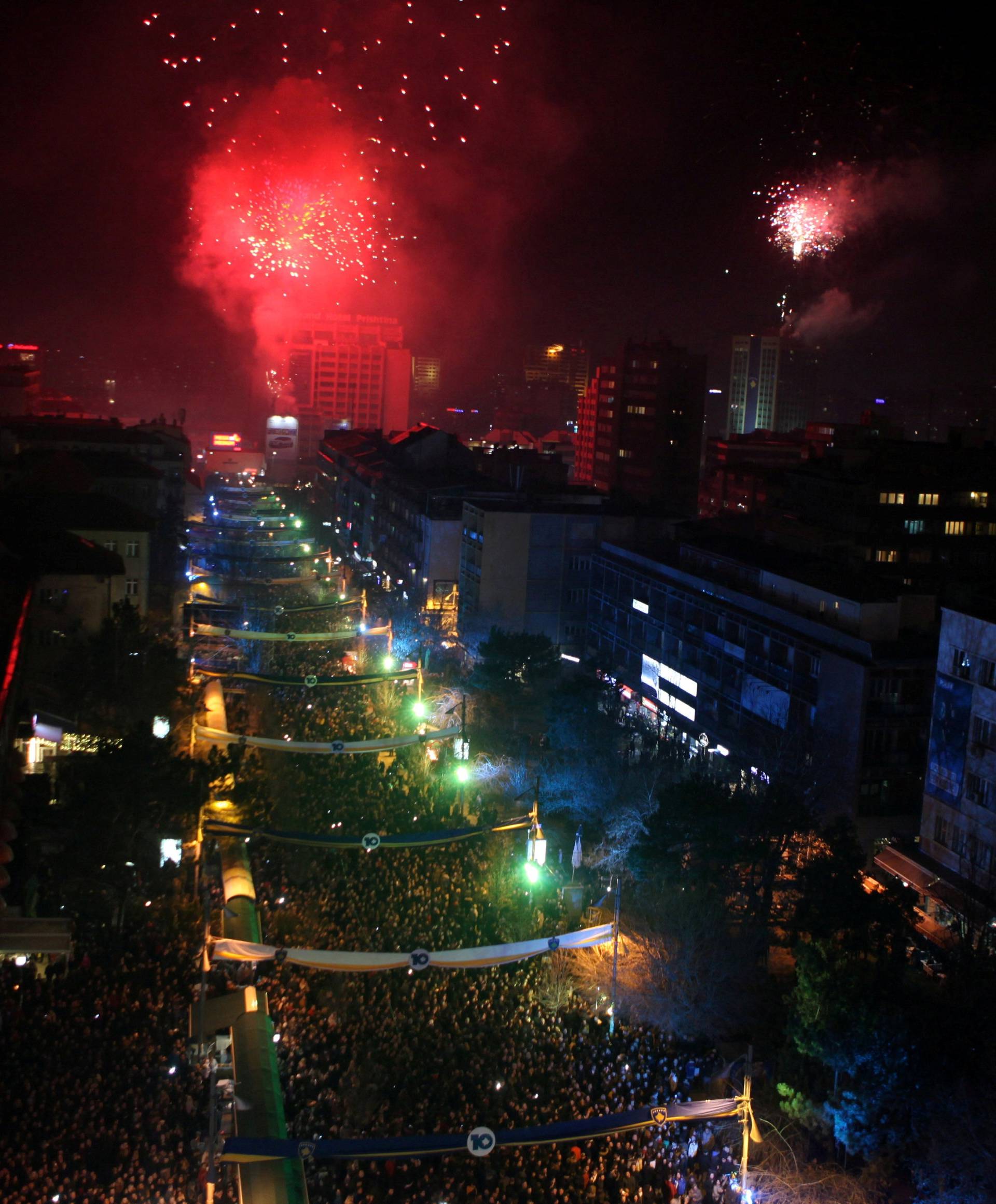 General view of Rita Ora's concert during celebration of the 10th anniversary of Kosovo's independence in Pristina