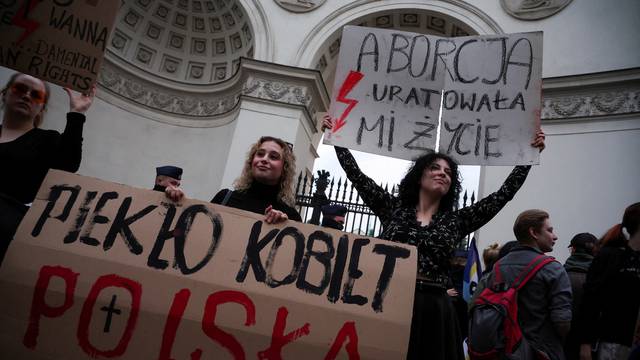 Protest against country's strict anti-abortion laws after a pregnant woman's death in a hospital, in Warsaw