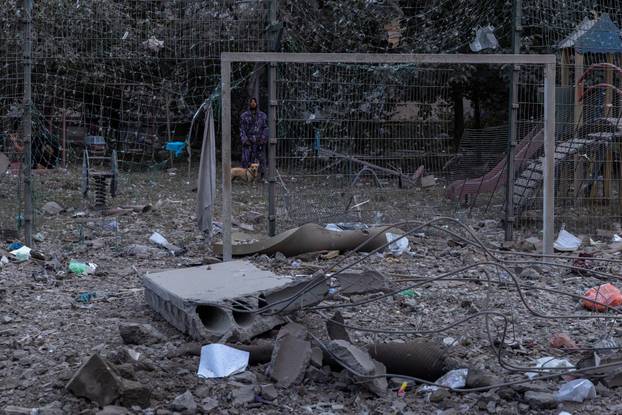 Aftermath of Russian missile and drone attack in Kyiv