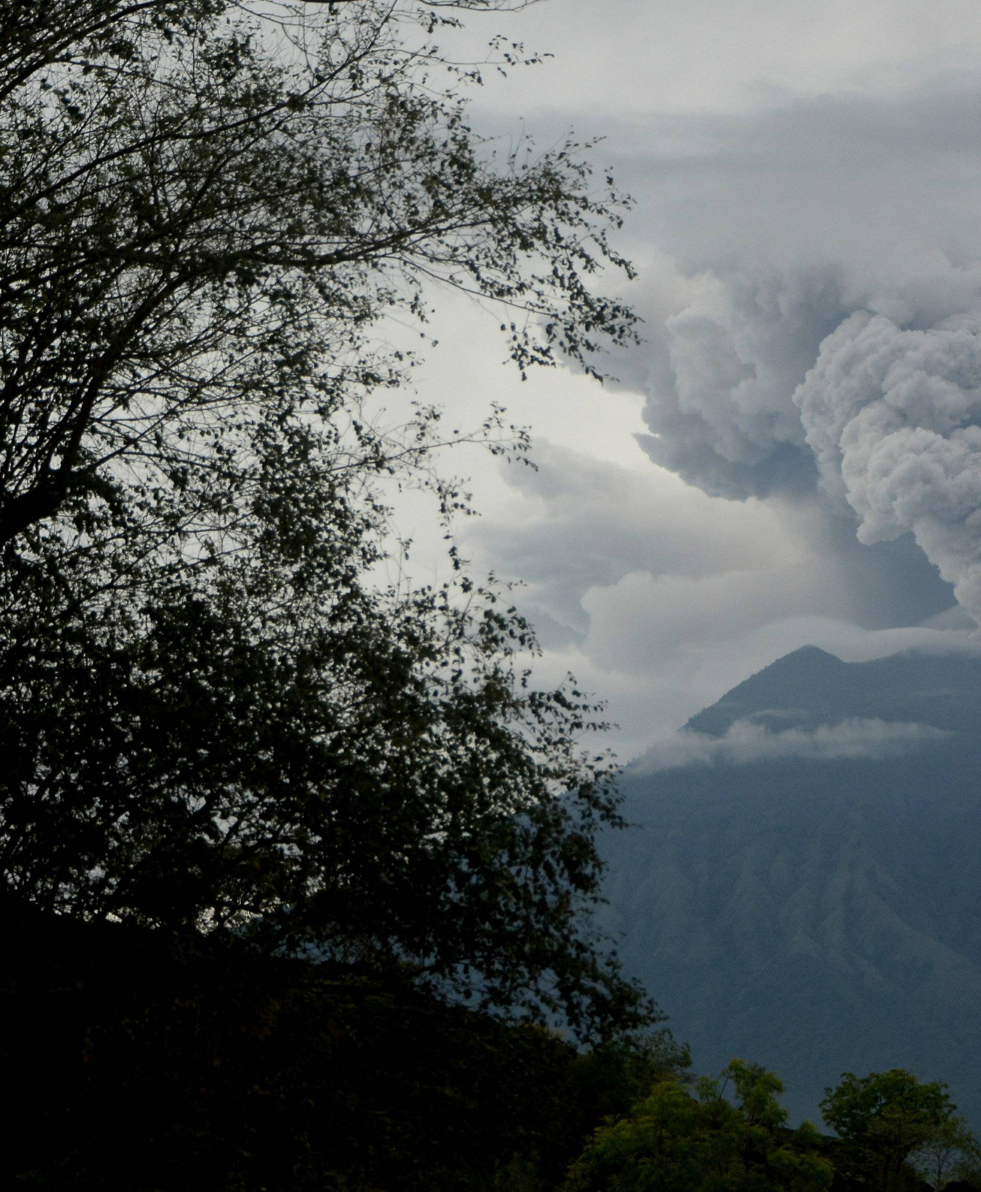 Eruption of Mount Agung as seen from Kubu village in Karangasem