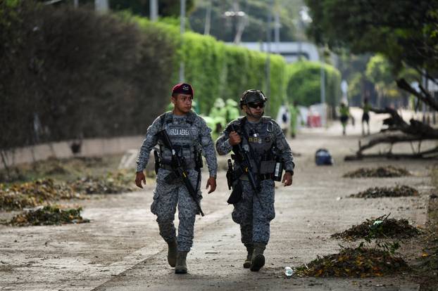 Aftermath of truck bombing at Colombian Aerospace Force base, in Cali