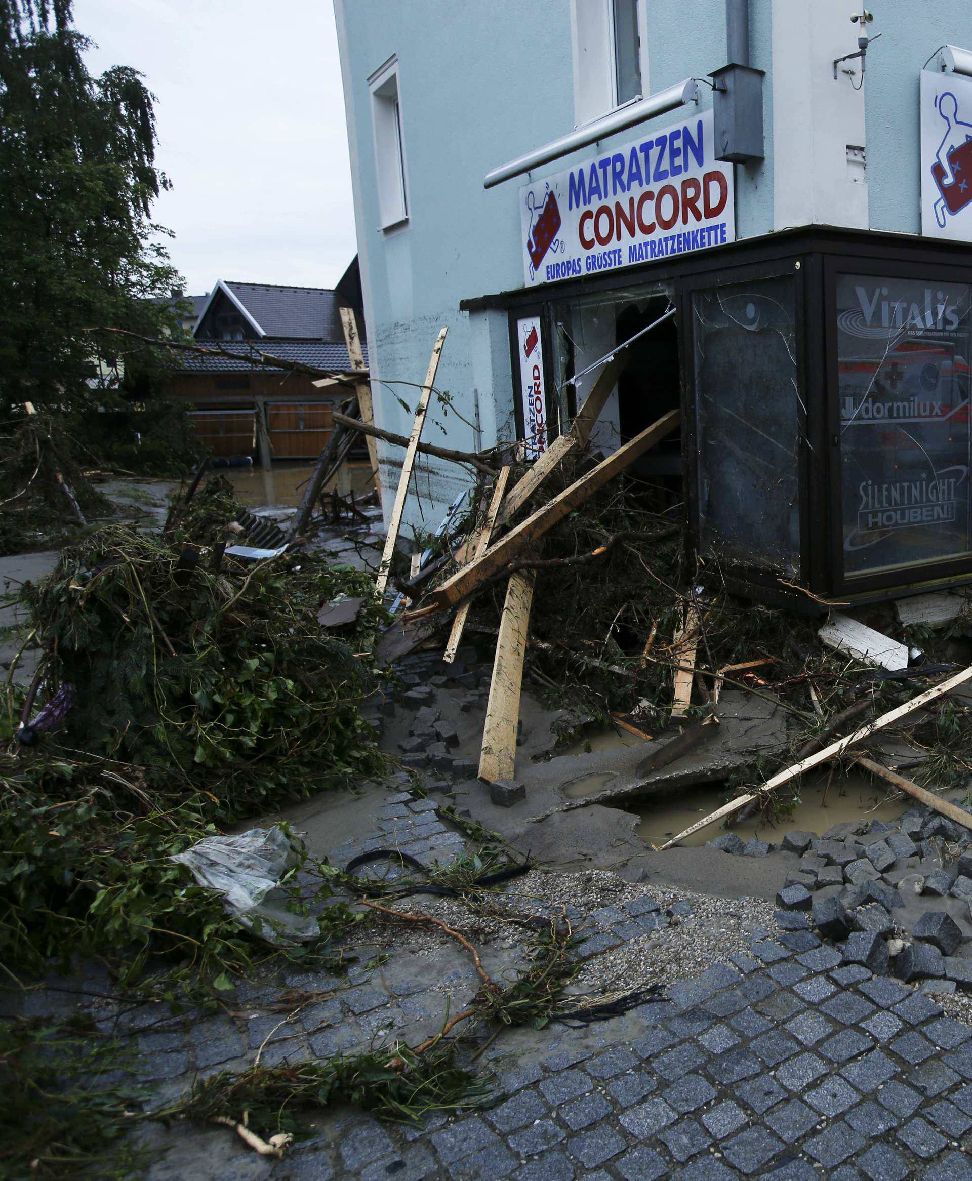 A house damaged by floods is pictured in the Bavarian village of Simbach am Inn