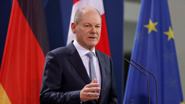 German Chancellor Olaf Scholz and Danish Prime Minister Mette Frederiksen address the media in Berlin