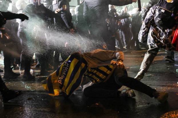 People take part in a protest on the day Istanbul Mayor Ekrem Imamoglu was jailed as part of a corruption investigation, in Istanbul