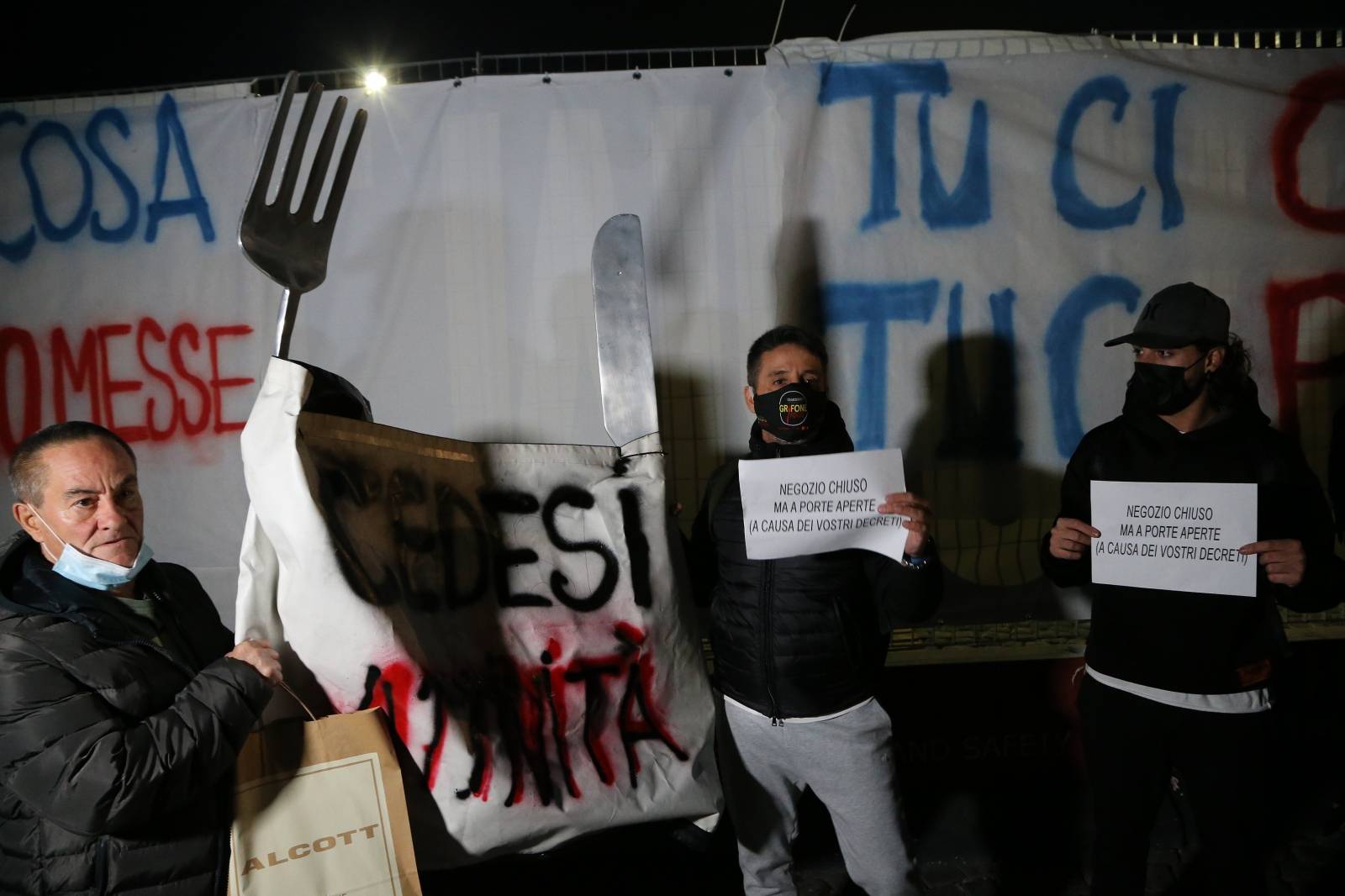 Hundreds of people gathered to protest against the measures implemented to stop the spread of the Covid-19 pandemic by the Government during the second wave of the Covid-19 Coronavirus pandemic in Naples.