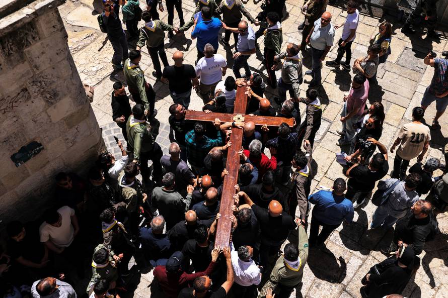 Good Friday procession along the Via Dolorosa in Jerusalem's Old City