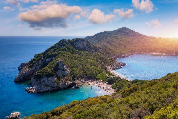 Porto Timoni is an amazing beautiful double beach in Corfu, Gree