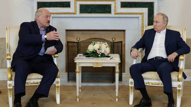 Russian President Vladimir Putin meets with Belarusian President Alexander Lukashenko in Saint Petersburg