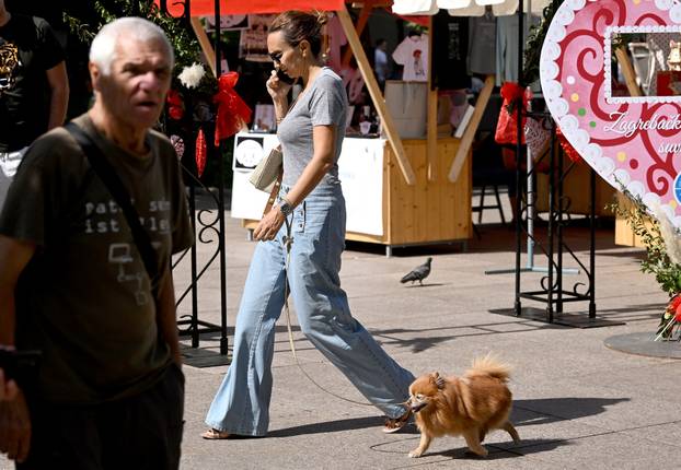 Zagreb: Iva Majoli u društvu svog ljubimca prošetala gradom