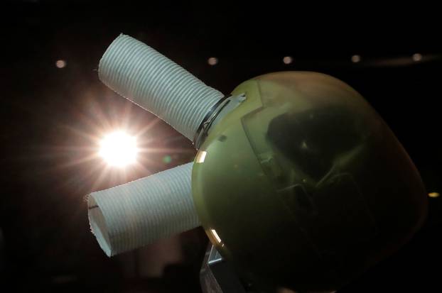 An artificial heart manufactured by French firm Carmat is seen during the company