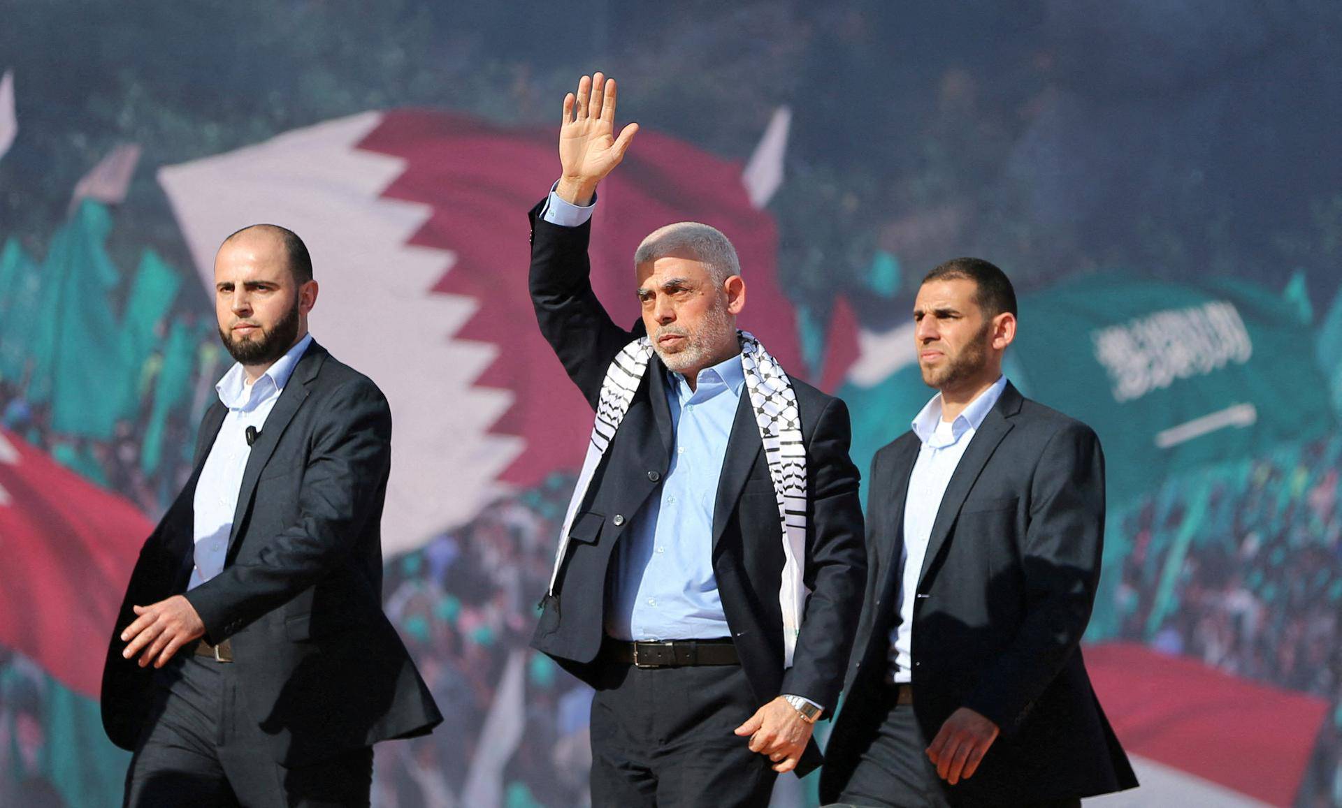 FILE PHOTO: Palestinians attend rally to mark 35th anniversary of Hamas founding, in Gaza City