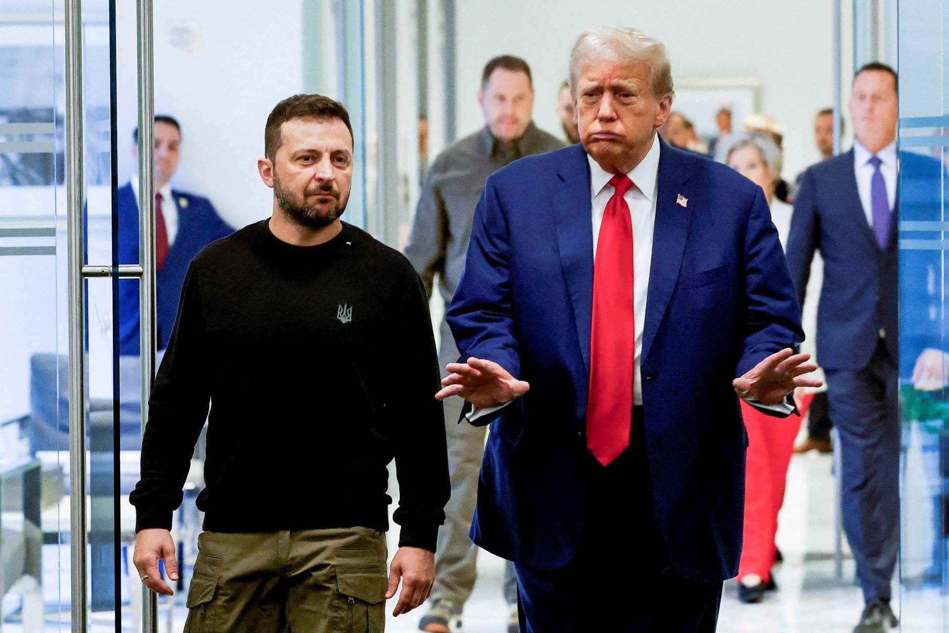 Republican presidential nominee and former U.S. President Donald Trump and Ukraine's President Volodymyr Zelenskiy meet in New York