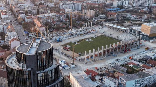 Zagreb: Fotografije iz zraka radova na novom stadionu u Kranjčevićevoj