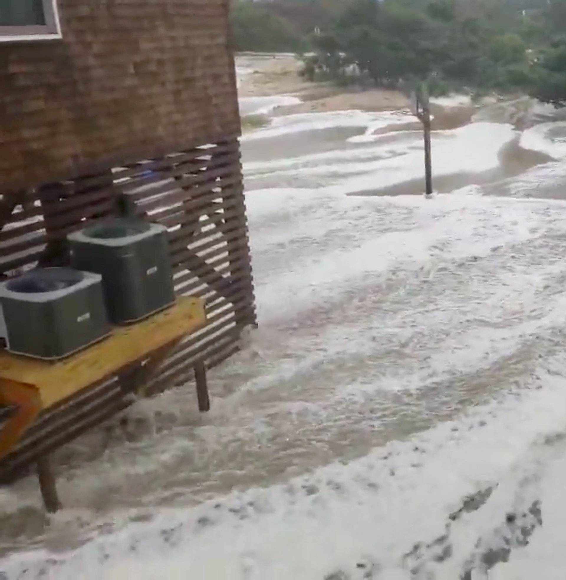 Waves are seen coming ashore in Avon