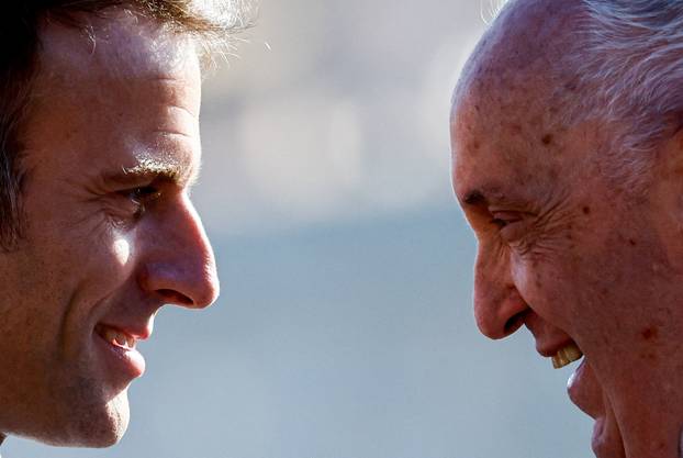 Pope Francis meets French President Emmanuel Macron at Palais du Pharo, in Marseille