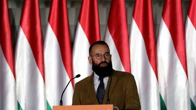 Szajer, senior member of Fidesz party delivers his speech in Budapest