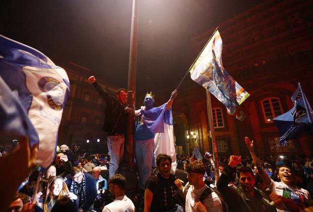 Serie A - Napoli fans celebrate winning Serie A