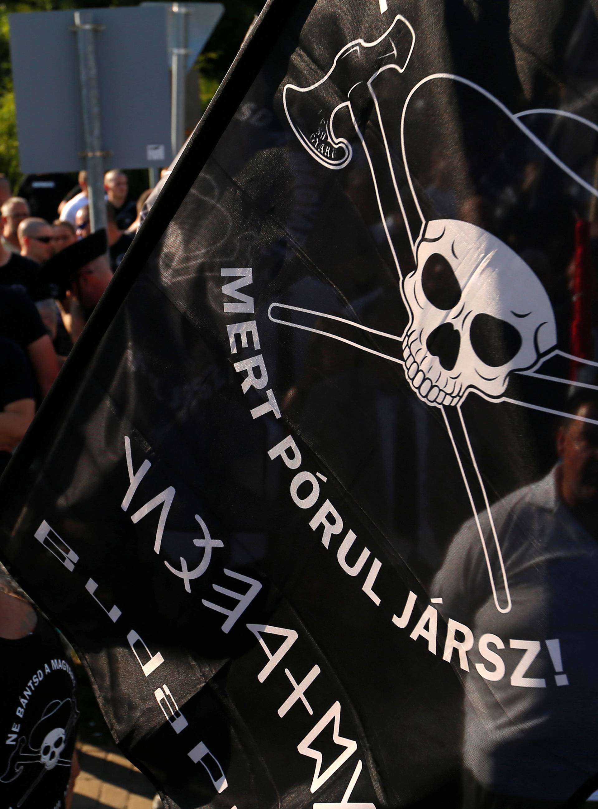 Activists attend the launch of a new Hungarian extreme right group, to be called Force and Determination, at a rally in Vecses