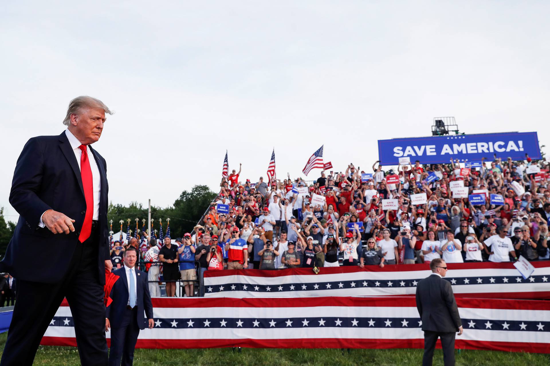 Former U.S. President Trump holds a rally in Wellington, OH