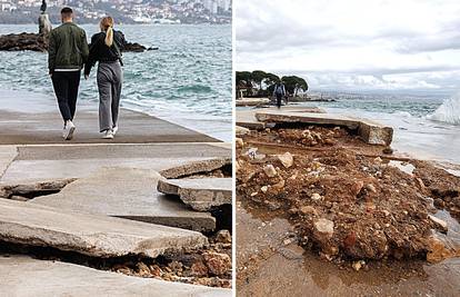 FOTO Kakva je to snaga morala biti! Olujno jugo i valovi razbili su betonsku plažu u Opatiji...