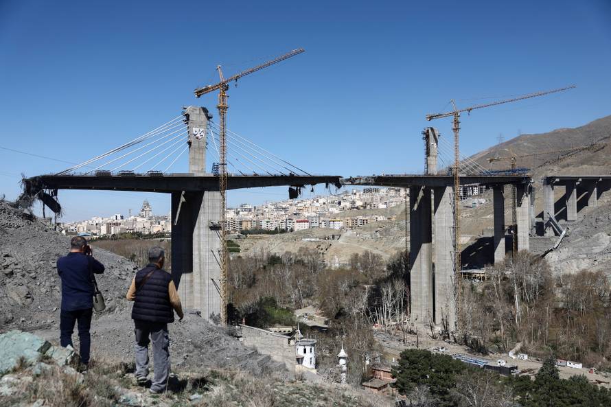 The B1 bridge damaged by a strike, as the U.S.-Israeli conflict with Iran continues, in Karaj
