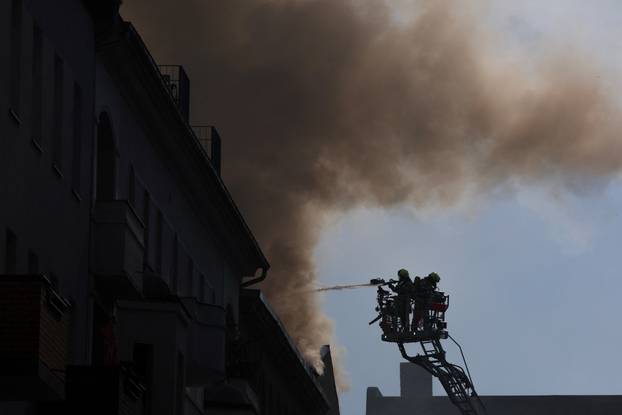 Fire at an apartment building, in Berlin