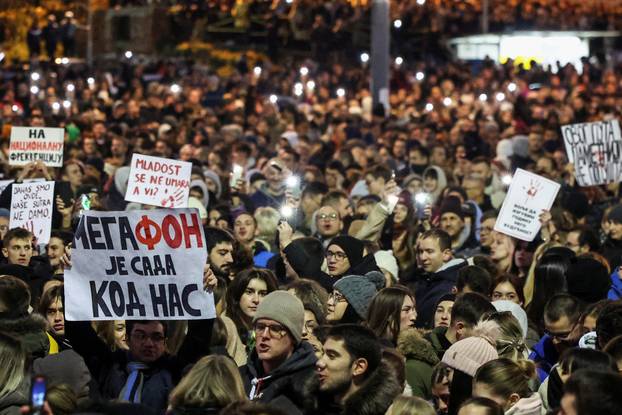 Anti-government protest following the Novi Sad railway station disaster, in Belgrade