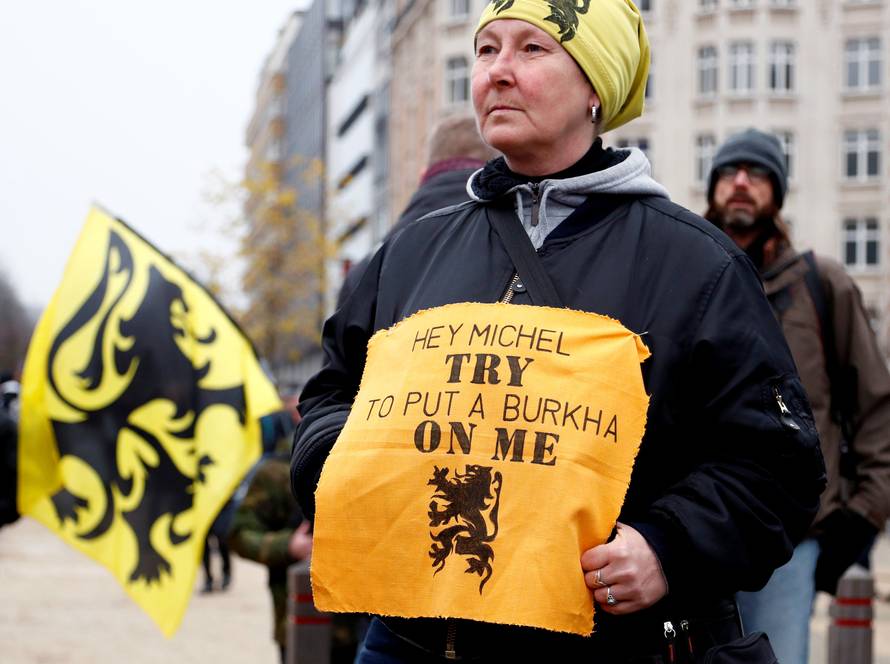 Flemish nationalist attends a protest against Marrakesh Migration Pact in Brussels