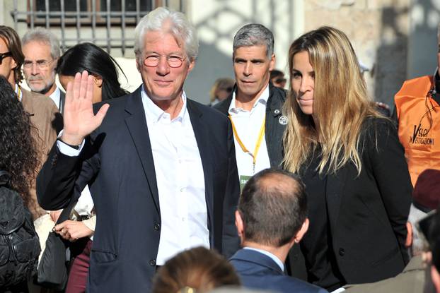 Pisa, Richard Gere with his girlfriend Alejandra Silva at the symposium "The Mindscience of Reality"