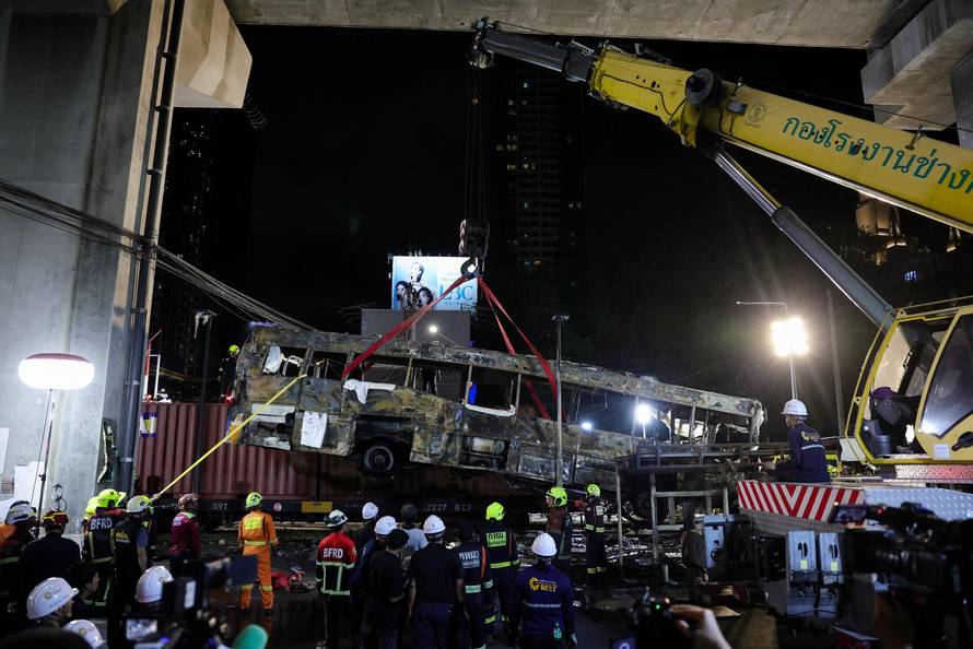 The scene of a multi-vehicle collision, in Bangkok