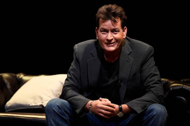 U.S. actor Charlie Sheen speaks during 