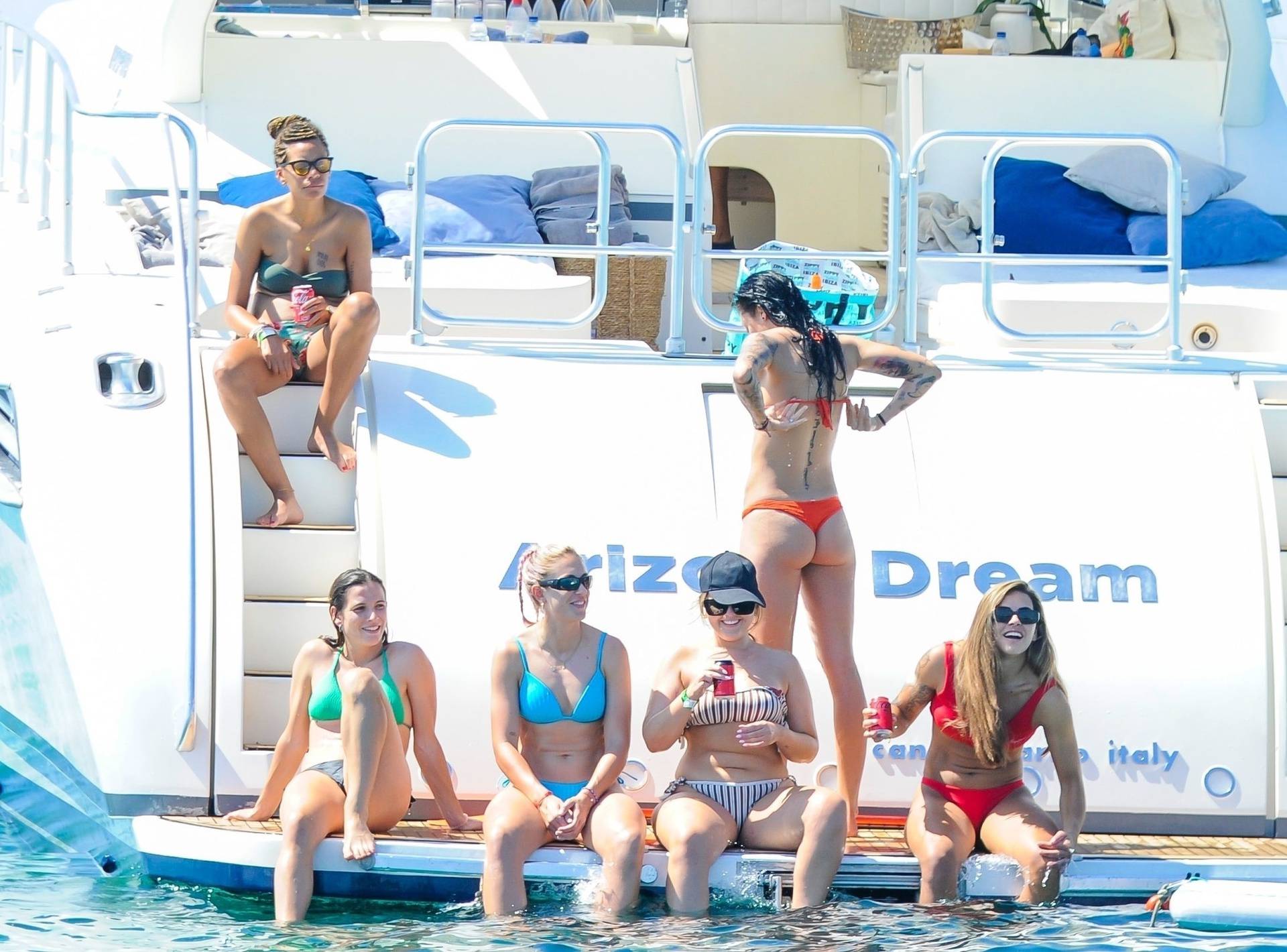 After their successful world cup heroics by beating England in the World Cup Final, the victorious Spanish Women's Football team take a well earned break out in Ibiza, Spain.