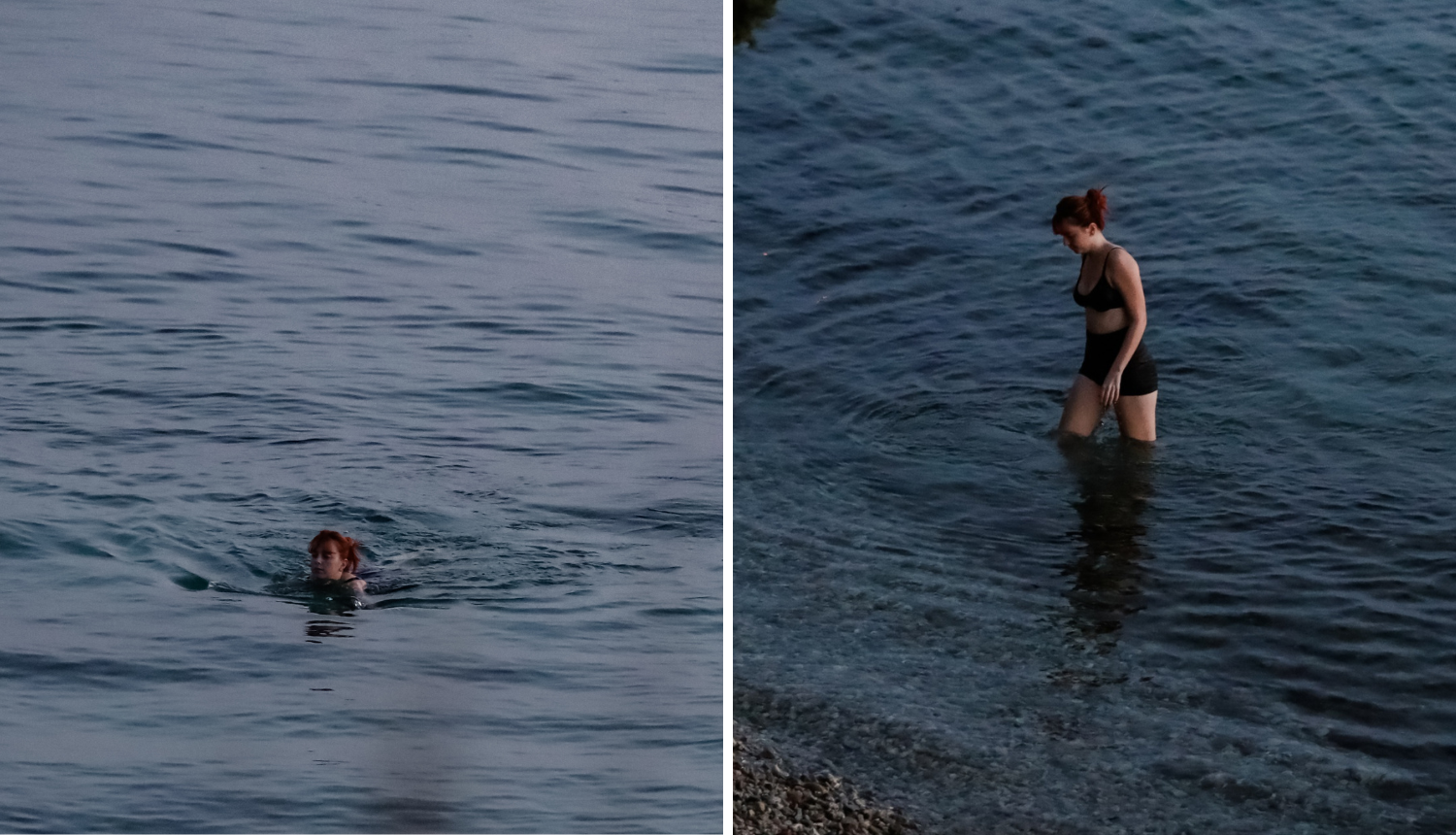 Ovo je Zadar jučer. Djevojka na noćnom kupanju. No stiže loše vrijeme. Kiša, kiša i još kiše...