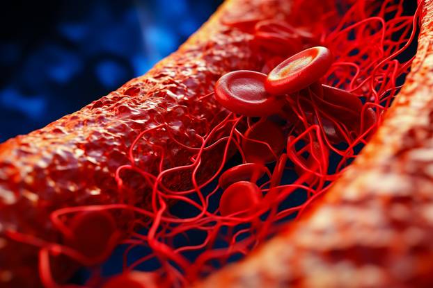 Layout of blood vessels in the human body. 3D model.