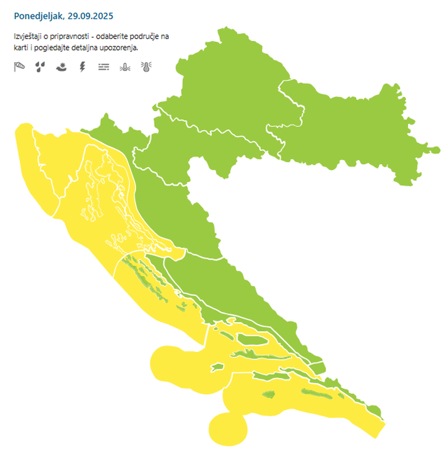 Cijela obala pod meteoalarmom zbog jakih udara bure: Past će kiša, a padaju i temperature...