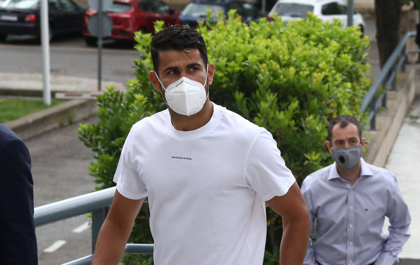 Atletico Madrid's Diego Costa arrives at a court to attend a trial for tax fraud