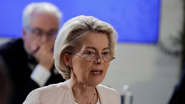 FILE PHOTO: European Commission President Ursula von der Leyen attends an event in Italy