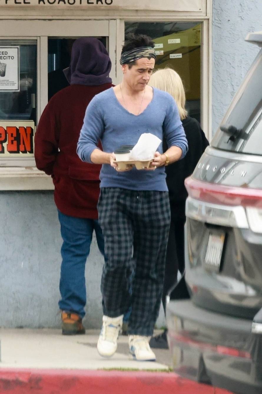 *EXCLUSIVE* Colin Farrell takes a break from filming 'Sugar' to grab some coffee in Los Feliz