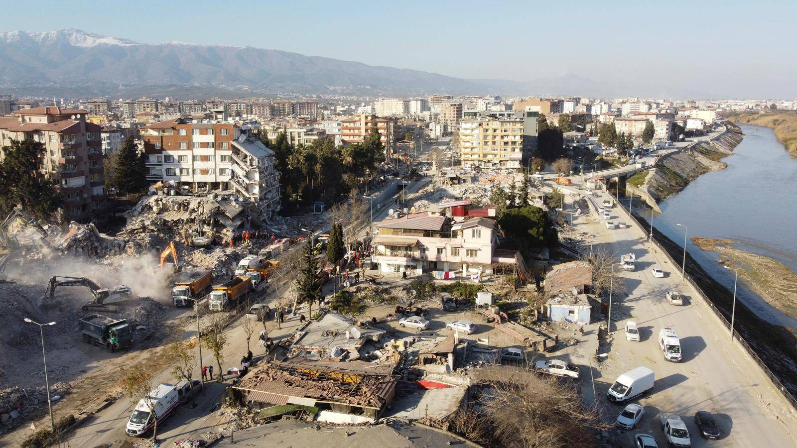 An aerial view of Hatay province in the aftermath of a deadly earthquake