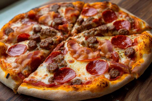 Savory pizza slices with toppings ready to be enjoyed at a cozy pizzeria