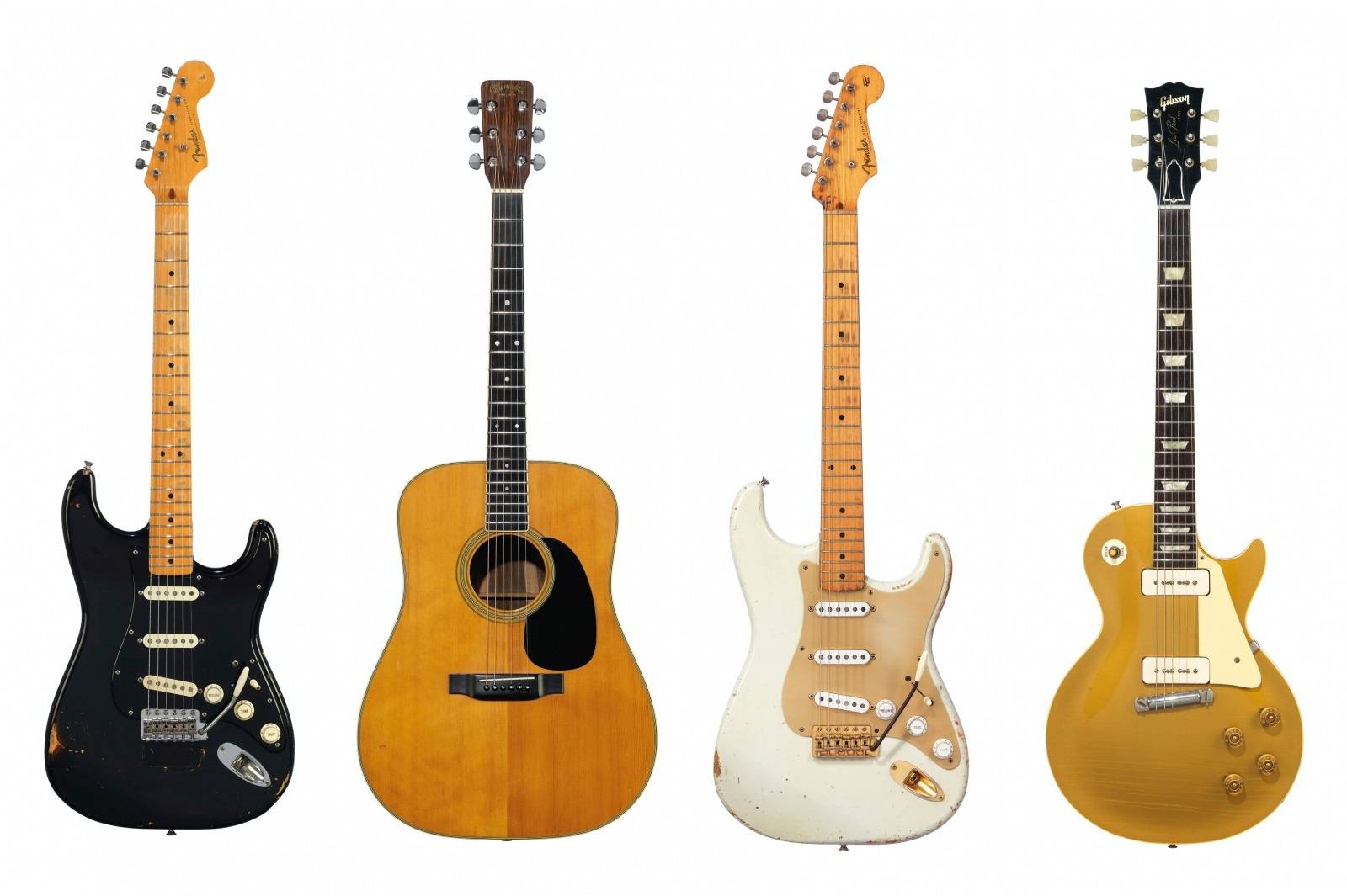 Christie's auction images of David Gilmourâs guitars in combination photo