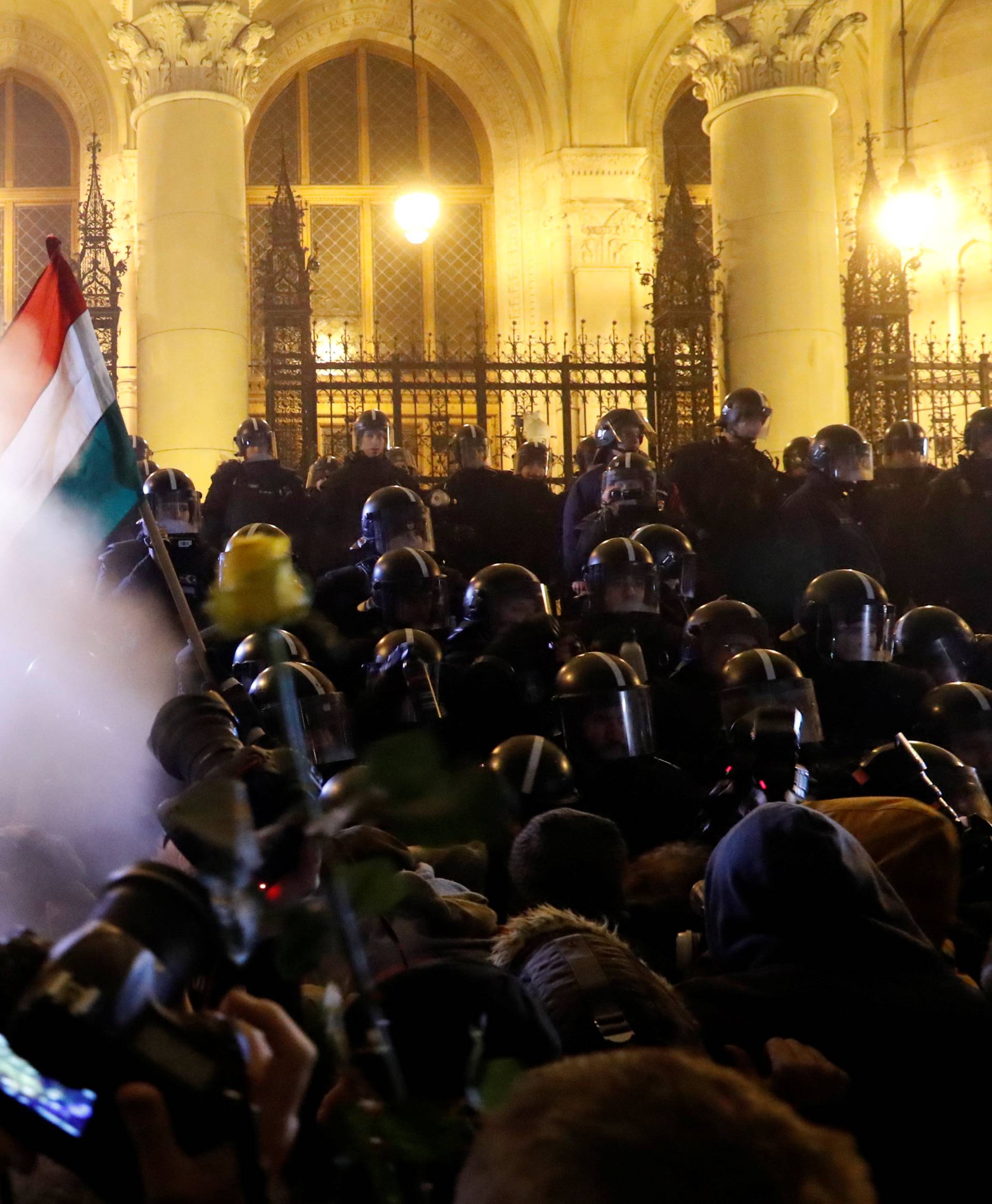 Protest against the new labour law in Budapest