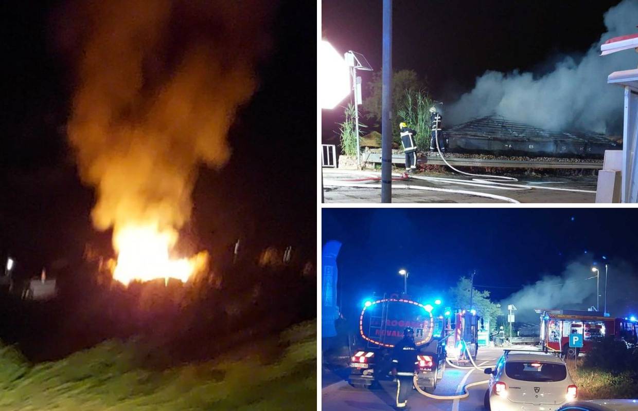 FOTO Zapalio se kafić na Pagu, na plaži izgorio slamnati krov